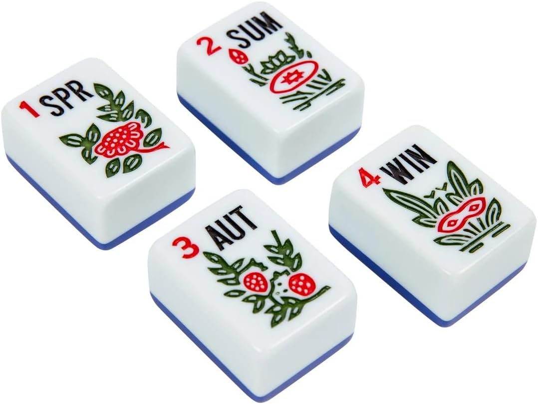 Premium Mahjong（麻将） Set with Tile Trays, Tote Bag, 166 Mahjong Tiles, and 3 Die