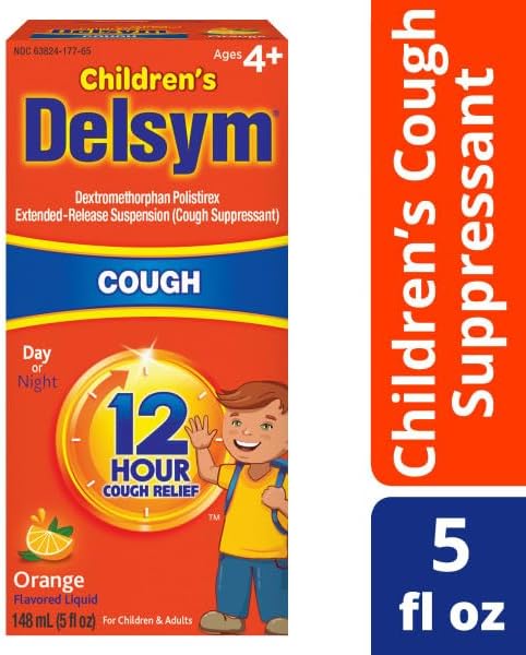 Delsym Cough Suppressant Alcohol Free Orange Flavored Liquid- 2 Pack, 5 ounces Bottle