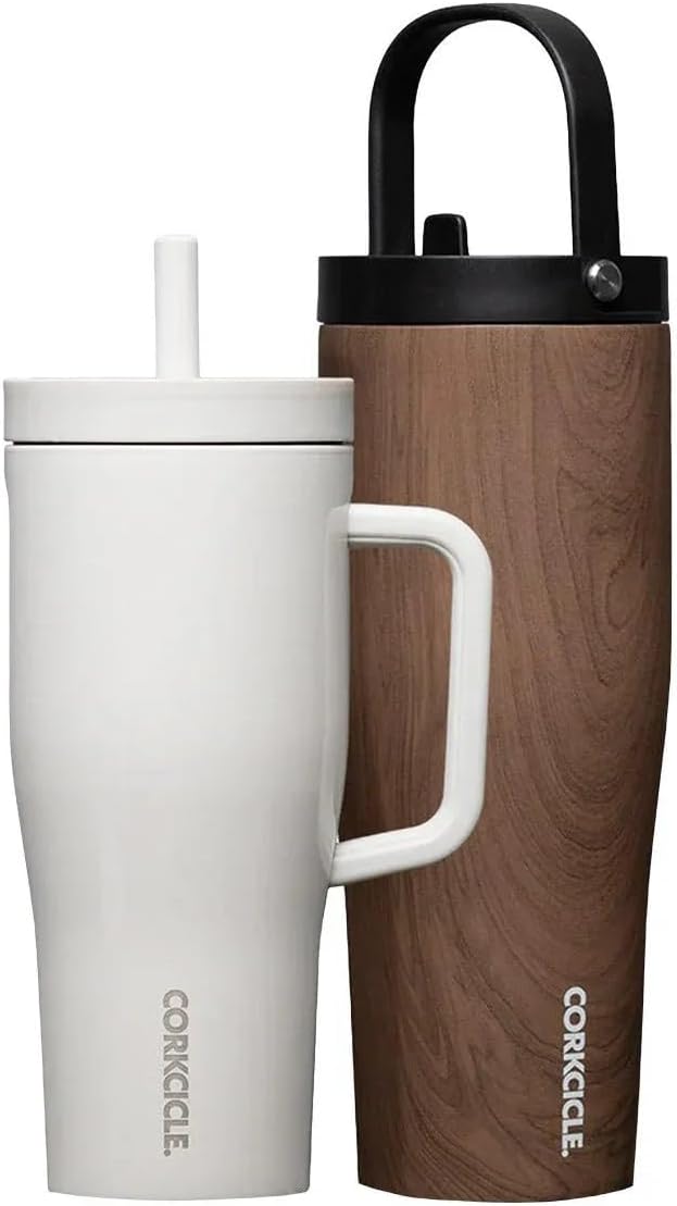 Corkcicle Leakproof Hydration Set, 2-Pack Go Cup XL (30oz) and Cruiser (22oz) Insulated Tumblers with Straws