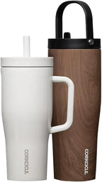 Corkcicle Leakproof Hydration Set, 2-Pack Go Cup XL (30oz) and Cruiser (22oz) Insulated Tumblers with Straws