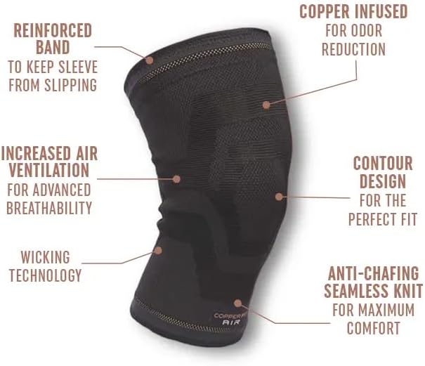 Copperfit Elite Air Knee Compression Support Knee Sleeve for Joint Pain and Arthritis Relief L/XL - 2 Pack, Large