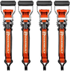 Powerbuilt Ratchet Tie Downs, 4-Piece, 1.5" x 16' | Extra-Wide Cushioned Handles | 1-1/2 in Extra-Wide Straps with Reinforced Edges