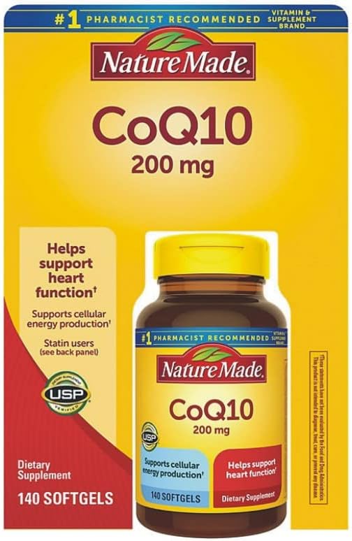 Nature Made CoQ10, Softgels Helps Supports Heart Function & Cellular Energy Production, Unflavored, 200 mg, 140 Count