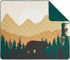 Weatherproof Vintage Outdoor Blanket - 60in x 72in, Portable & Foldable, Sandproof, Waterproof, Picnic & Camping Blanket with Carry Strap (Bear)