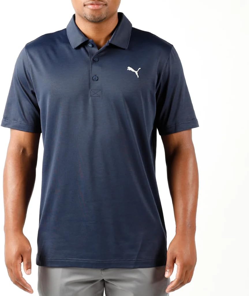 PUMA Men's Polo Shirt, Cotton Pique Knit, Classic Fit, Moisture Wicking, Breathable, Wrinkle Resistant, Short Sleeve, Golf & Tennis