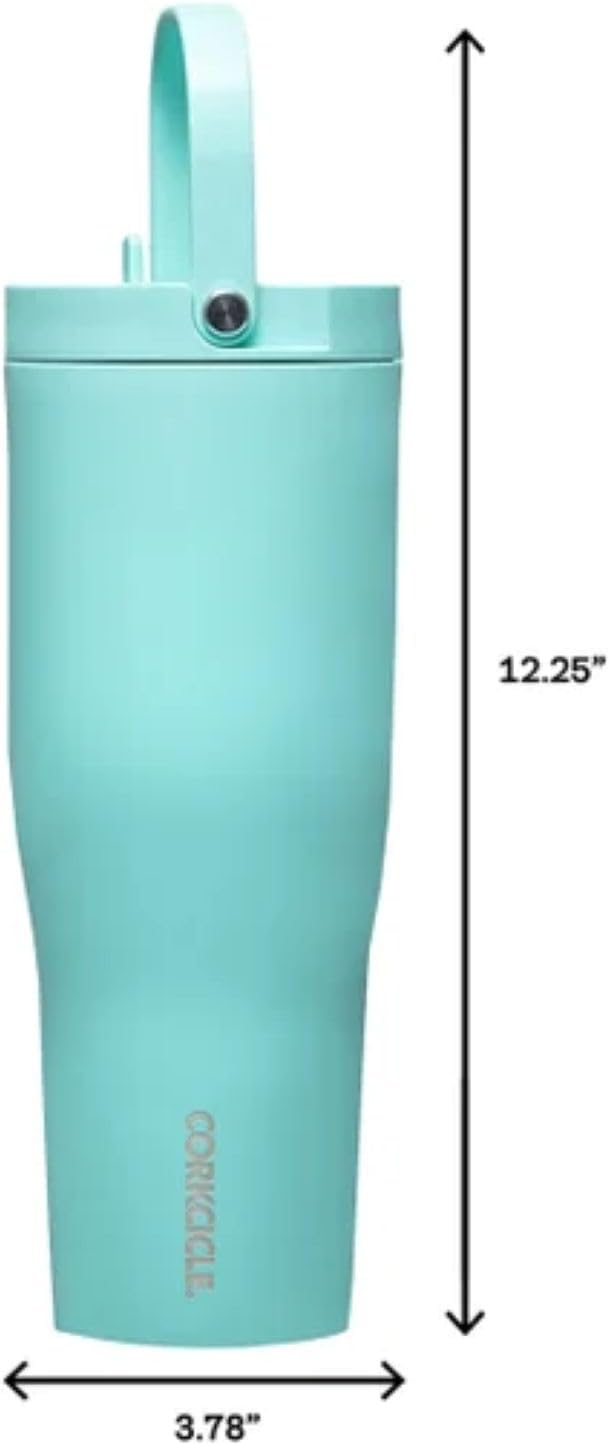 Corkcicle Leakproof Hydration Set, 2-Pack Go Cup XL (30oz) and Cruiser (22oz) Insulated Tumblers with Straws Black/Teal