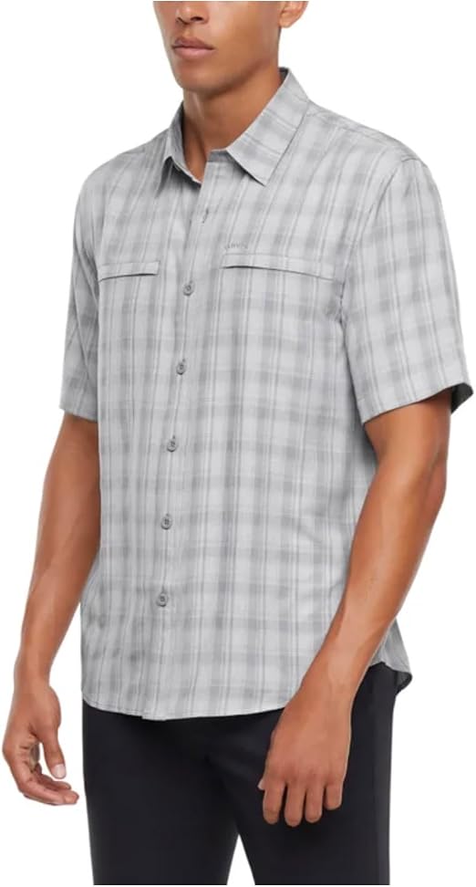 Orvis Men's UPF 30+ Quick Dry Moisture Wicking Button Up Short Sleeve Woven Tech Shirt with Pockets