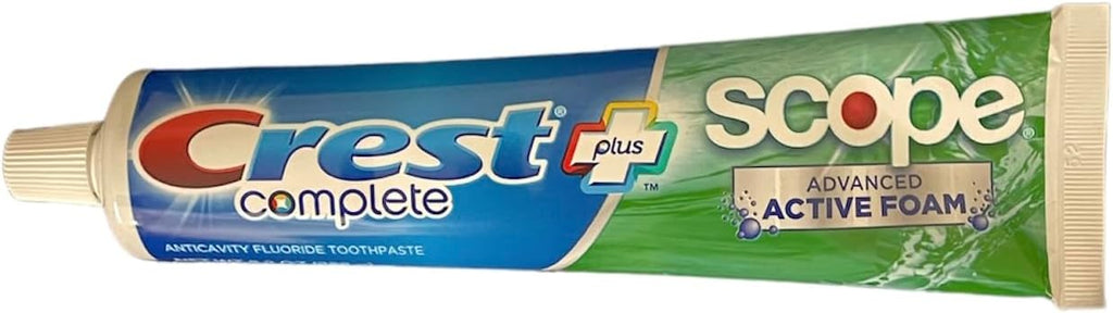 Crest Complete Toothpaste Plus Scope Advanced Active Foam, Striped, 8.2 Ounce (Pack of 5)