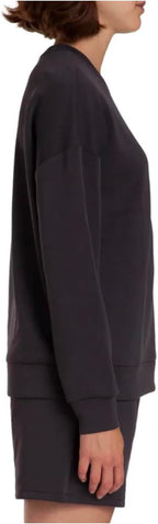 LazyPants Women's Long Sleeve Luxe Crewneck Pullover Sweatshirt (US, Alpha, Small, Regular, Regular, Charcoal (Dark Gray))
