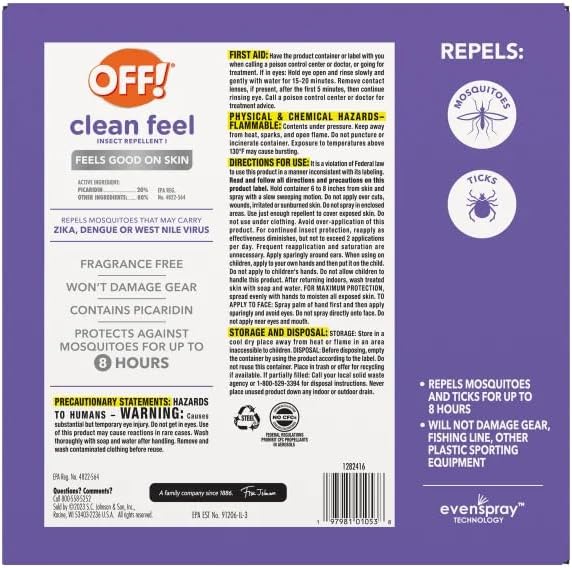 OFF! Clean Feel Insect Repellent Aerosol, Bug Spray, Long-Lasting DEET-Free Protection from Mosquitoes, Fragrance-Free Pest Control for Ticks & Flies, Camping, (2) 7.5 oz (1) 2.5 oz, Total 17.5 oz