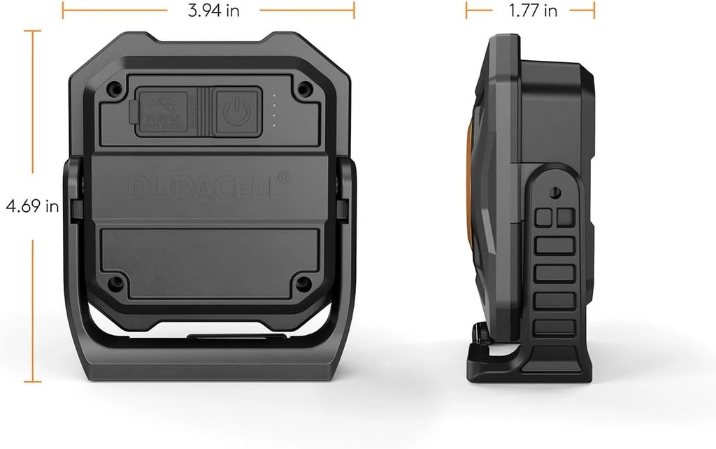 DURACELL Work Light with Rotating Base, 1500 Lumens, Rechargeable, 3-Pack