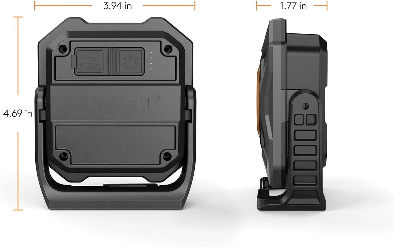 DURACELL Work Light with Rotating Base, 1500 Lumens, Rechargeable, 3-Pack