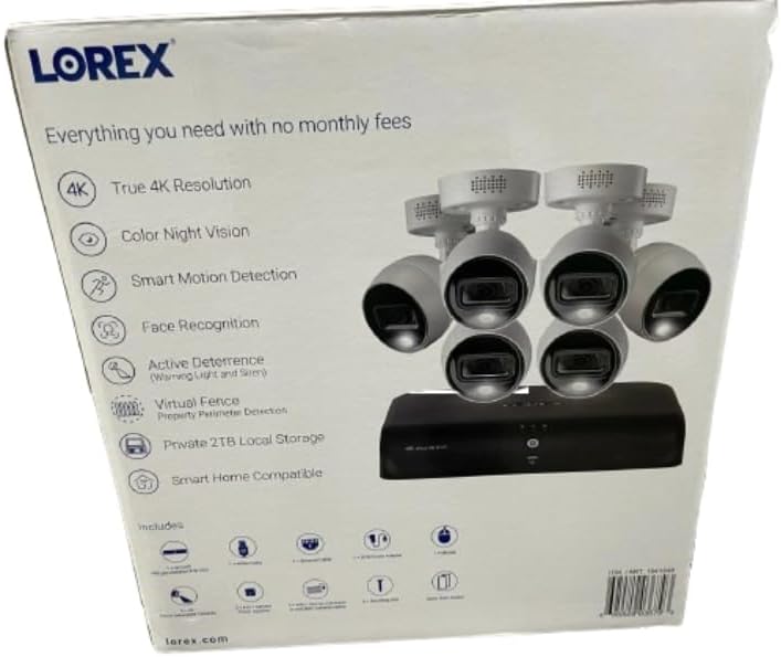 Lorex 4K 2TB Active Deterrence Wired DVR Security System with Smart Motion Detection and Face Recognition | 6 Cameras, 8 Channels, 2 TB Hard Drive