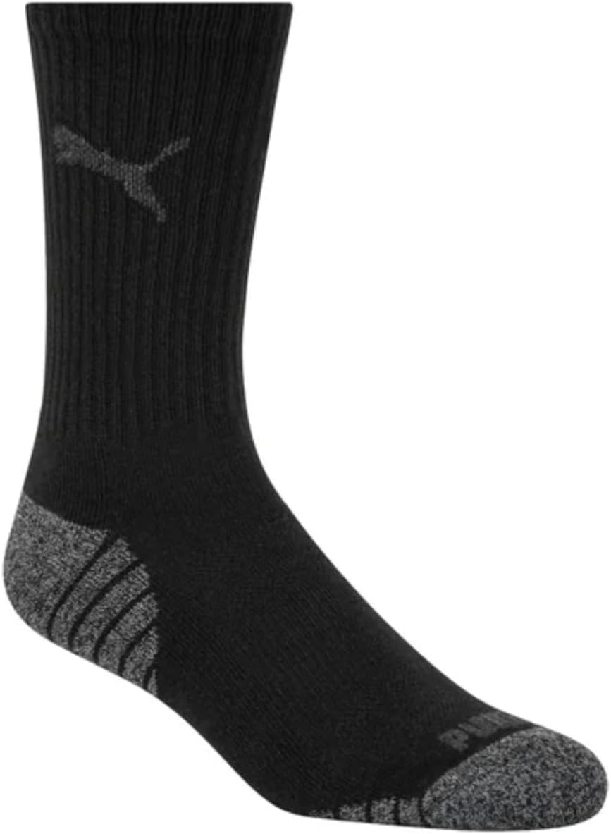 Puma Drycell Men's Crew Socks, 8 Pairs, Black, Fits Shoe Sizes 6-12