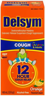 Delsym Cough Suppressant Alcohol Free Orange Flavored Liquid- 2 Pack, 5 ounces Bottle