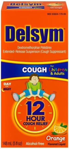 Delsym Cough Suppressant Alcohol Free Orange Flavored Liquid- 2 Pack, 5 ounces Bottle