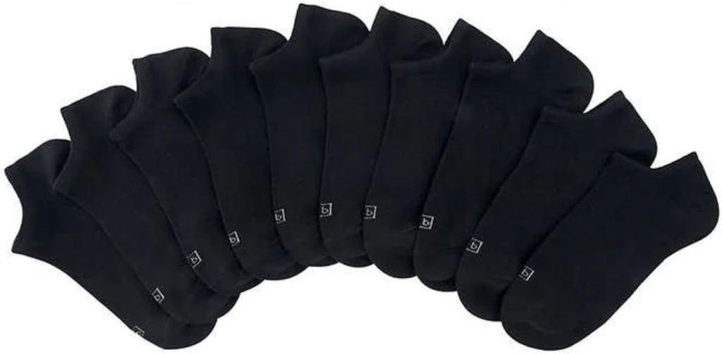 K.Bell Women's 1227349 No Show Fit 10 Pairs Socks (Shoe Size 4-10), Black (4-10)