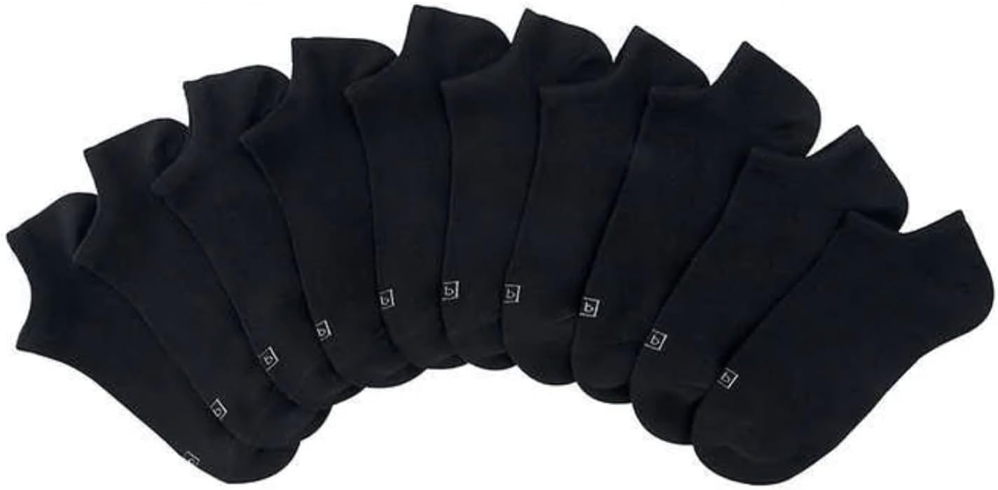 K.Bell Women's 1227349 No Show Fit 10 Pairs Socks (Shoe Size 4-10), Black (4-10)
