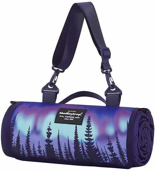 Weatherproof Vintage Portable Picnic Blanket (60in x 72in) - Foldable & Sandproof Beach & Camping Blanket - With Carry Strap (Stars)