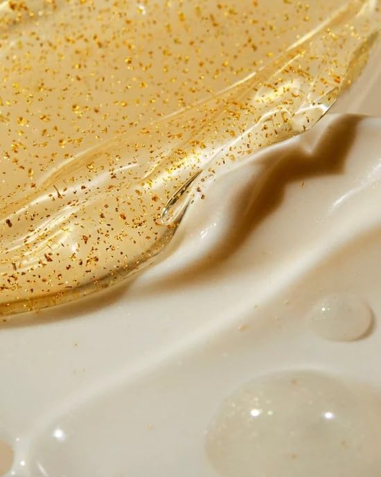 Close-up of a beige cream with specks, likely skincare product