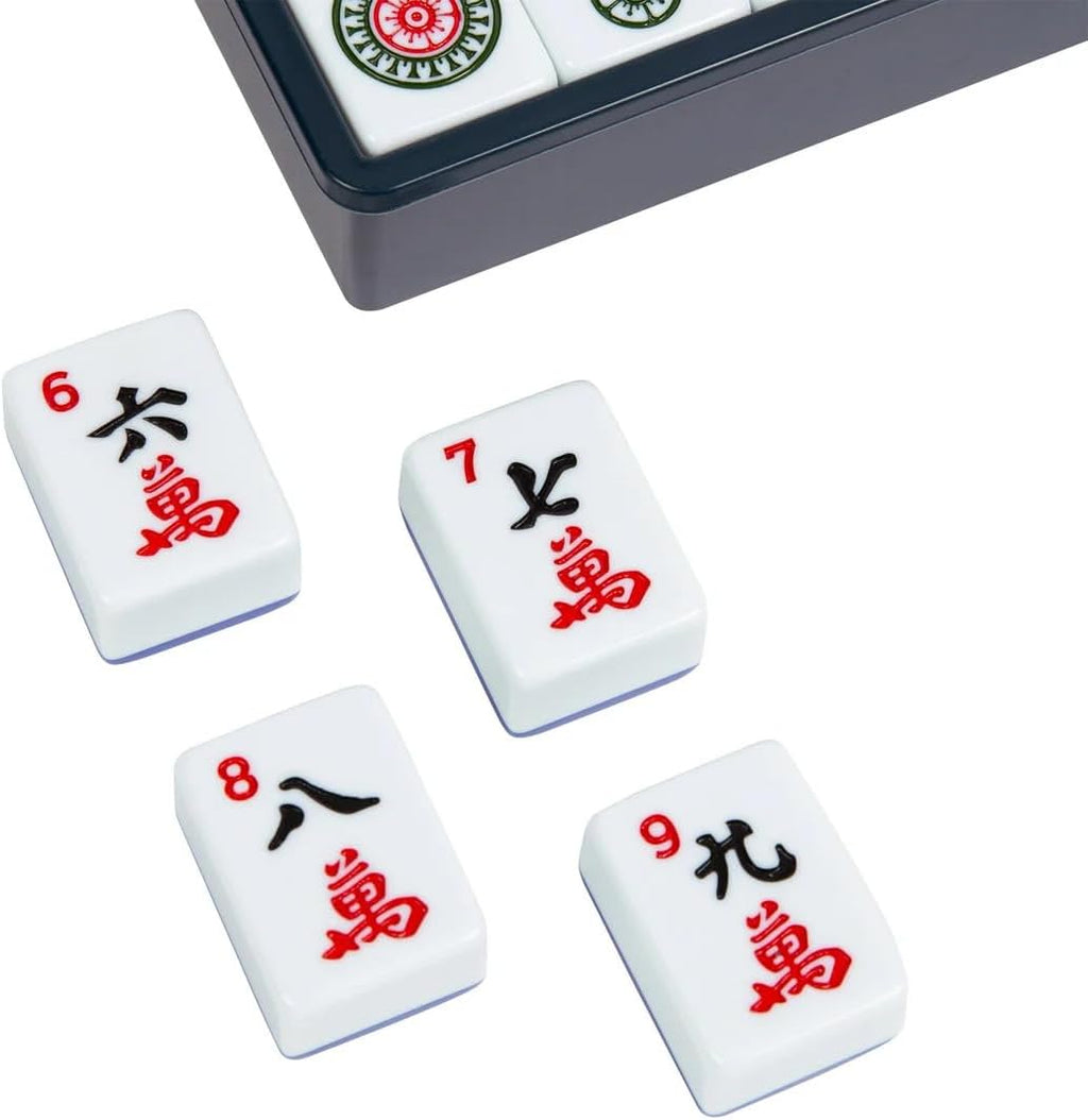 Premium Mahjong（麻将） Set with Tile Trays, Tote Bag, 166 Mahjong Tiles, and 3 Die