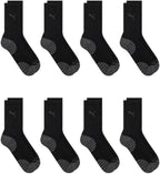 Puma Drycell Men's Crew Socks, 8 Pairs, Black, Fits Shoe Sizes 6-12
