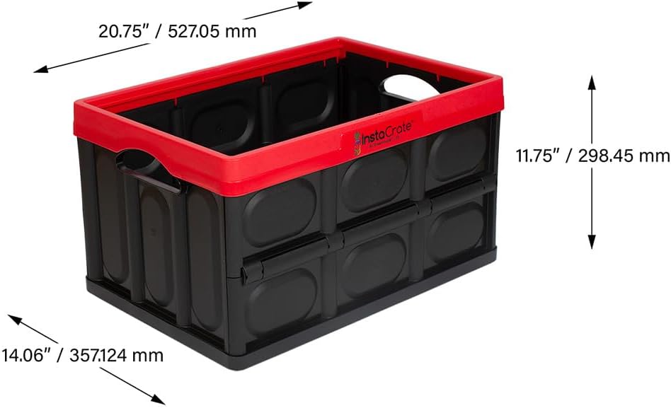 GREENMADE InstaCrate Collapsible Storage Container, 12 gal, Red/Black