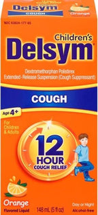 Delsym Cough Suppressant Alcohol Free Orange Flavored Liquid- 2 Pack, 5 ounces Bottle