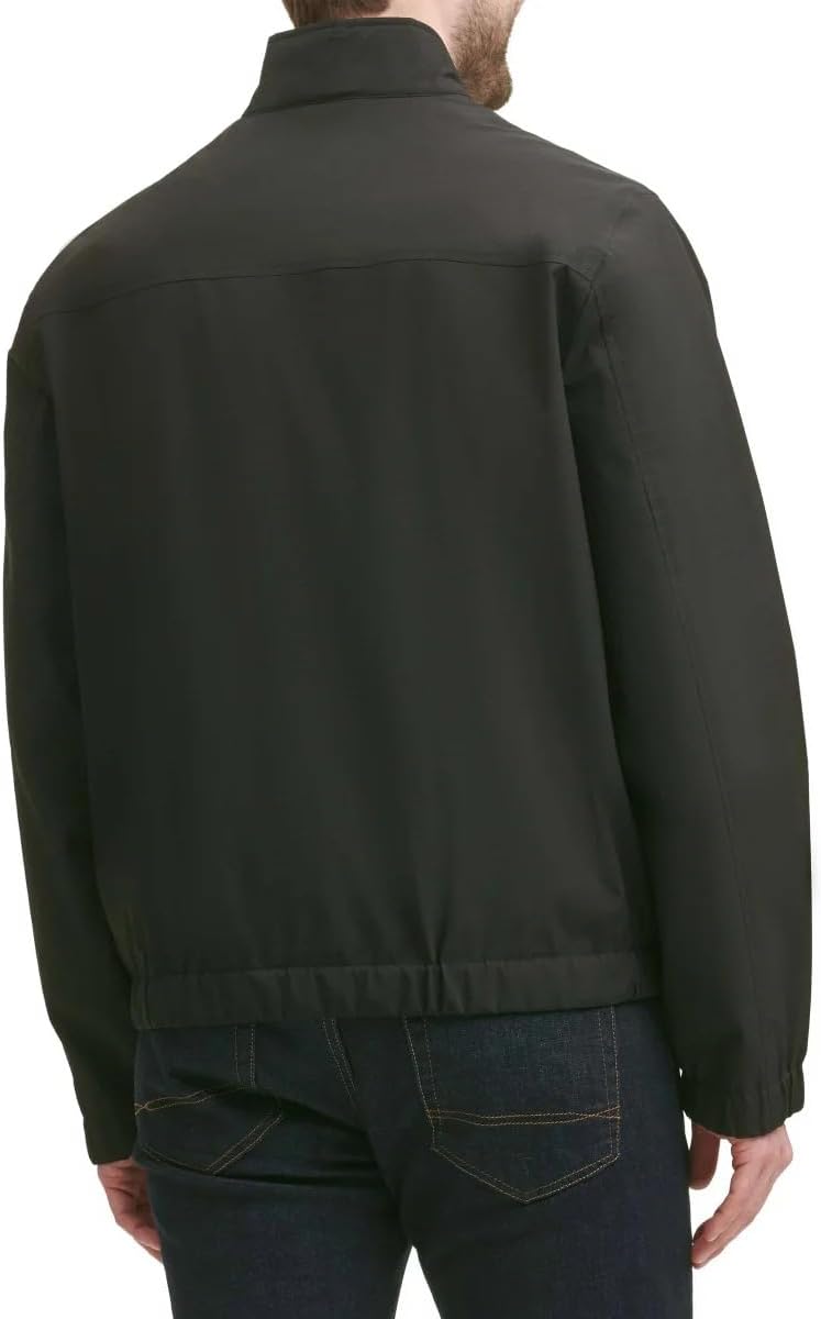 Tommy Hilfiger Men’s Water and Wind Resistant Stand Collar Bomber Jacket (Black, X-Large)