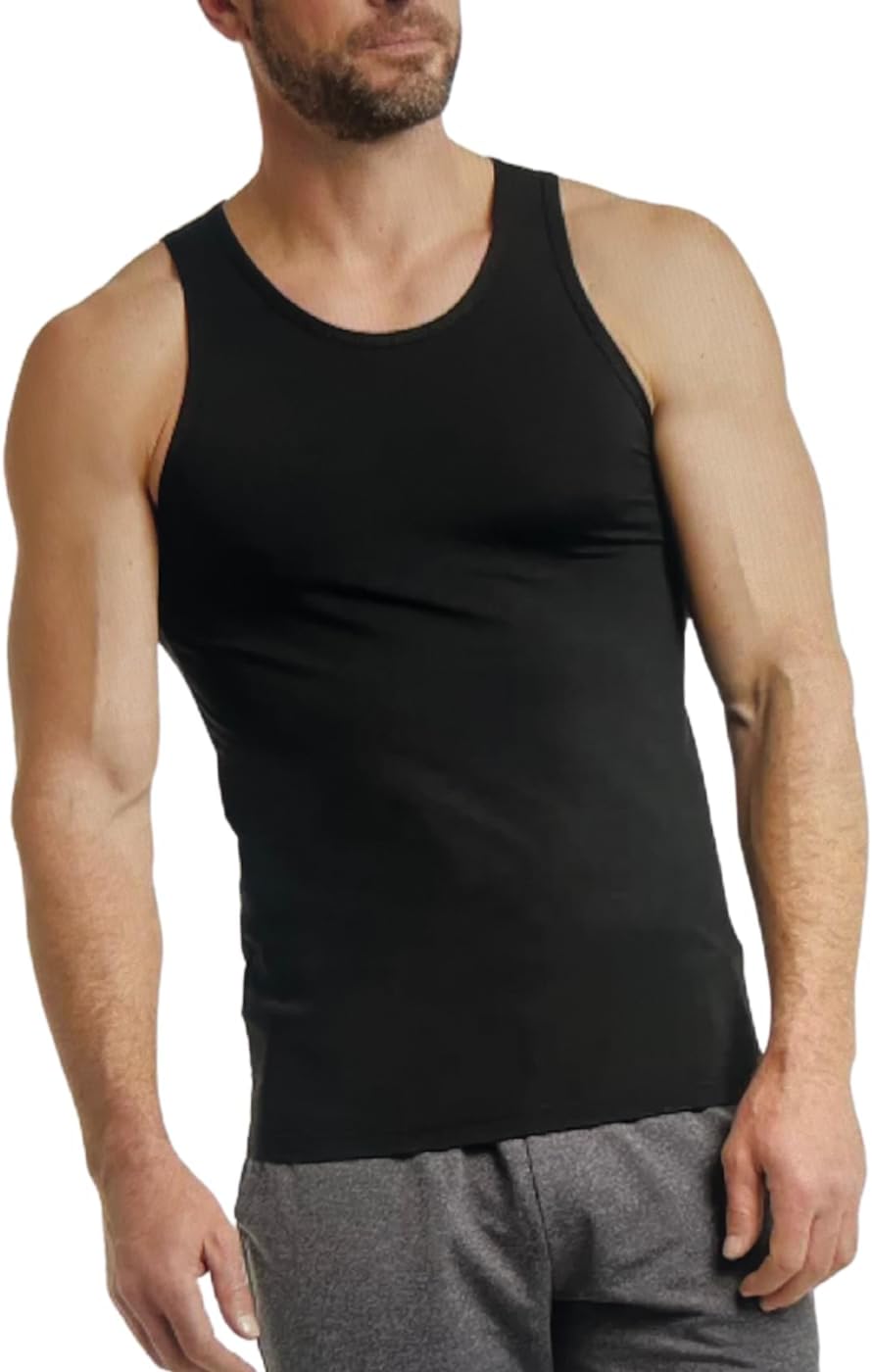 32 Degree Comfort Mesh Tank Top, 3 Pack, Large Black