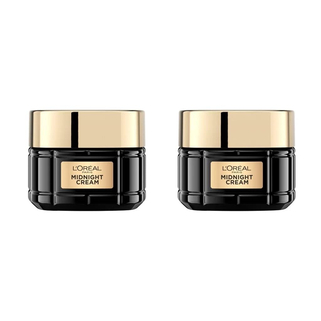 Two jars of L'Oreal Midnight Cream on a white background