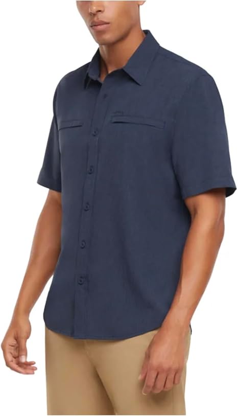 Orvis Men's UPF 30+ Quick Dry Moisture Wicking Button Up Short Sleeve Woven Tech Shirt with Pockets