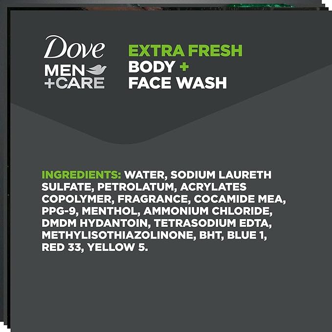 Dove Men+Care Body and Face Wash Extra Fresh, 32 Fluid Ounce (Pack of 2)