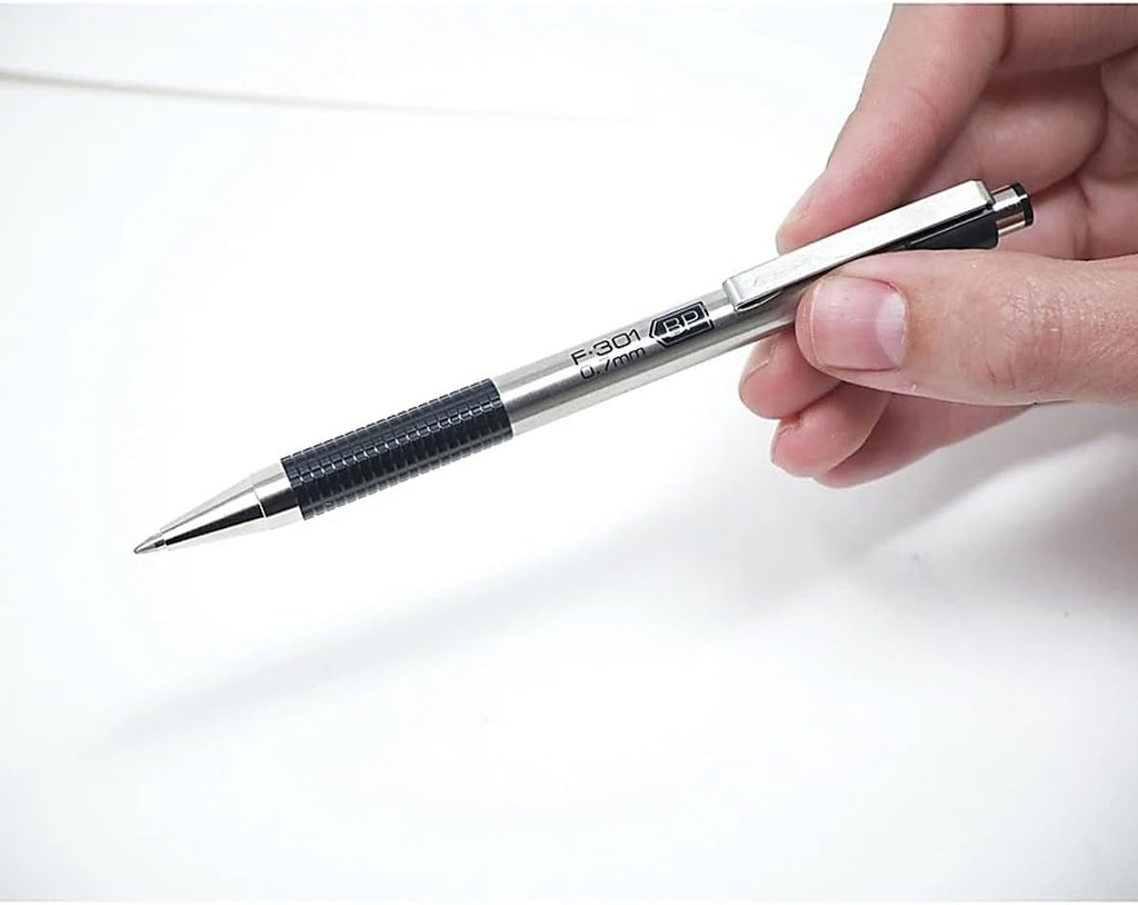 Zebra 16 x F-301 Ballpoint Stainless Steel (Black) + 1 x G-350 Gel Pen