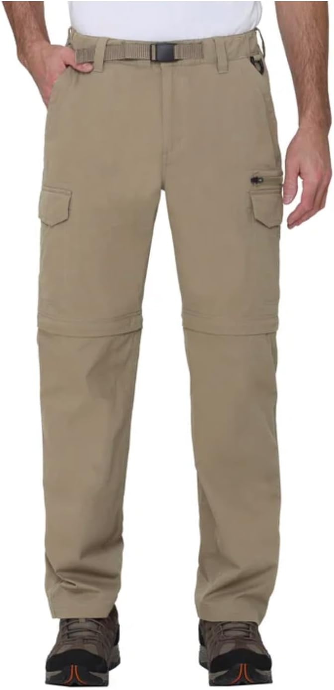 The B.C. Clothing Co. Men's Belted Stretch Convertible Cargo Pant, Pants Convert to Shorts