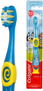 Colgate Bluey Toothbrush for Children with Suction Cup, Kids 2-5 Years Old, Extra Soft (Colors & Characters Very) - Pack of 6