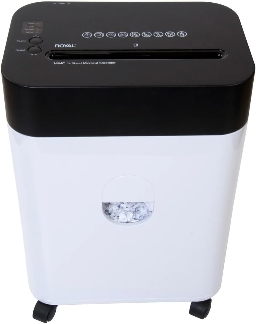 Royal Shredder Micro-Cut Paper Shredder, 14-Sheet, Black/White