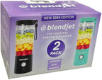 BlendJet 2 Portable Blender for Smoothies & Shakes, New 2024 edition 2 USB-C Rechargeable & Self Cleaning - 2-pack, (1) Mint, 16 oz. (1) Black, 16 oz