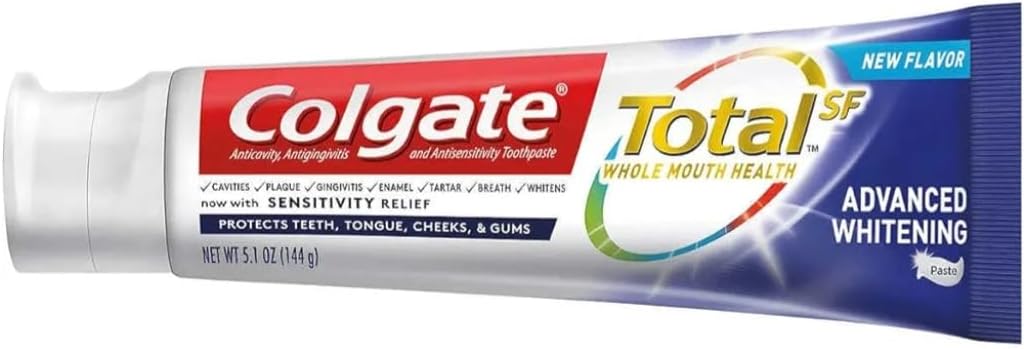 Colgate Total Advanced Whitening Toothpaste, 6.4 oz, 5-Pack | Vegan | Gluten Free | Responsibly Made | Sugar Free