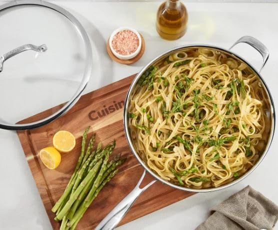 Cuisinart Professional Tryi-Ply Stainless Steel 5-piece Skillet Set. Aluminum Core, and Heat Surround Technology. Include: 3 Skillets 8", 10", 12". 2 lids. Silver.
