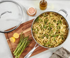 Cuisinart Professional Tryi-Ply Stainless Steel 5-piece Skillet Set. Aluminum Core, and Heat Surround Technology. Include: 3 Skillets 8", 10", 12". 2 lids. Silver.