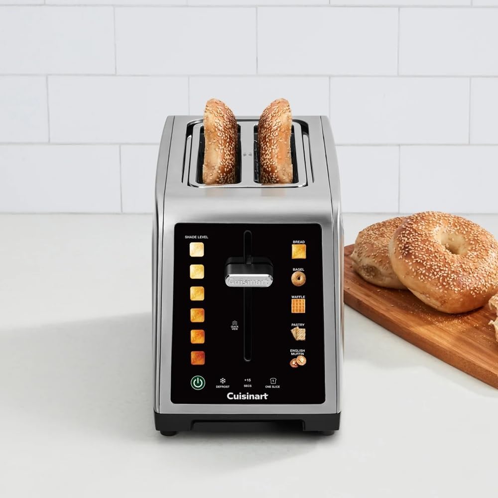 Cuisinart SimpliTouch XL 2-Slice Toaster – Extra-Wide Slots, Touchscreen Controls, 7 Shade Settings, Bagel & Reheat Functions, Stainless Steel