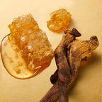 Close-up of honeycomb and honey on a beige background