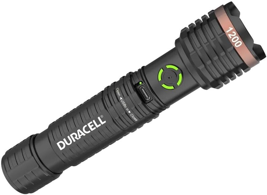 DURACELL Durabeam Ultra Hybrid LED Flashlights, 1200 Lumens, Set of 3, with Rechargeable and AAA Alkaline Batteries