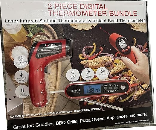 Digital Thermometer Bundle, Laser Infrared Surface & Instant Read, IPX7 Waterproof, Wide Temperature Range -58°F to 716°F