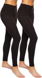 Felina Sueded Athleisure Performance Legging (2-Pack) Womens Leggings w/Slimming Waist Band Style: C3690RT (X-Large, Black)