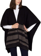 Ike Behar Ladies' Reversible Wrap with High Pile Fleece Black