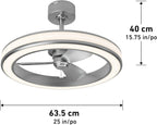 Artika Edwin 25"" LED Chandelier Ceiling Fan, Silver