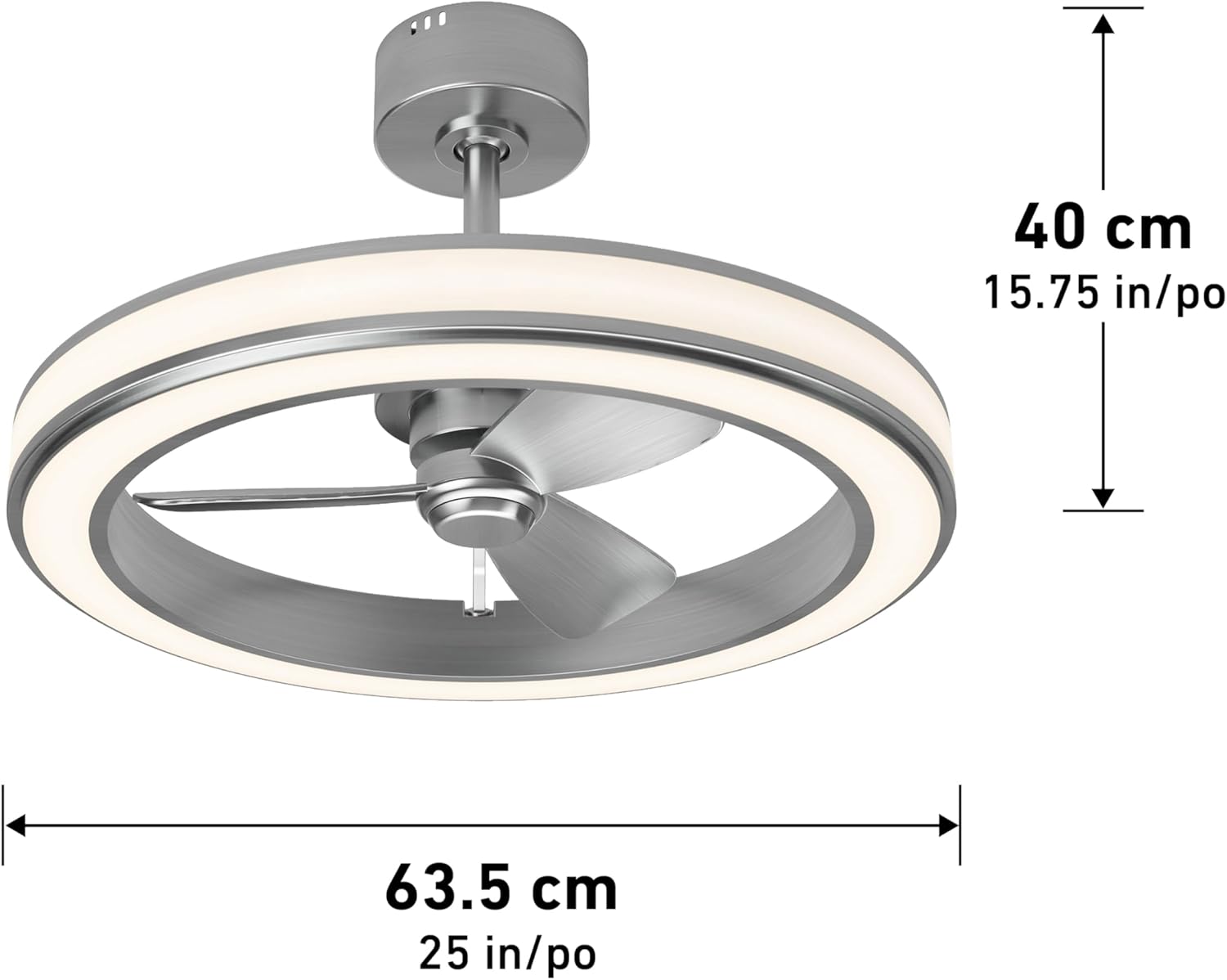 Artika Edwin 25"" LED Chandelier Ceiling Fan, Silver