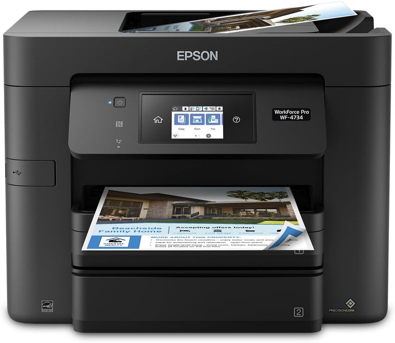 Epson WorkForce Pro WF-4734 All-in-One Printer:4-in-1 with Wi-Fi: Print/Copy/Scan/Fax